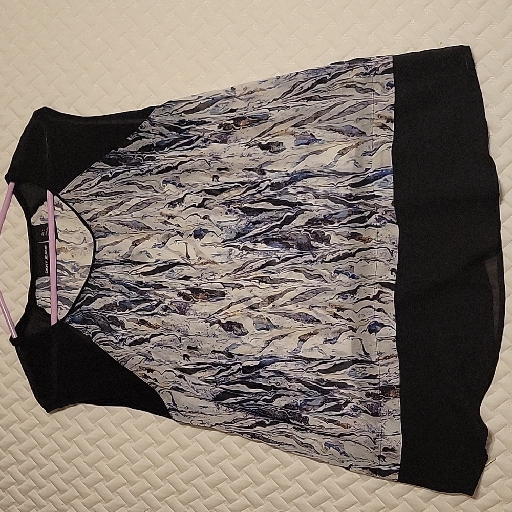 DKNY JEANS Black Watercoler Blouse - Size L